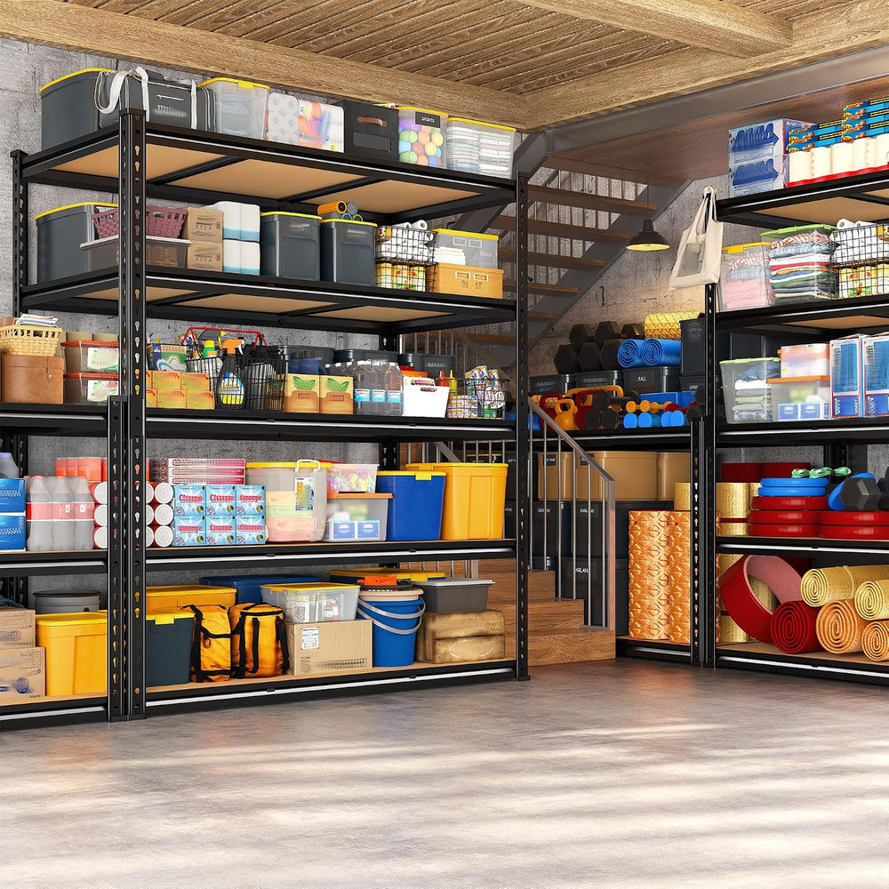 REIBII 48" W Garage Shelving 3080LBS Storage Shelves 5 Tier Heavy Duty S...