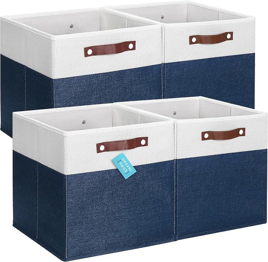 OrganiHaus 13x13 Cube Fabric Storage Bins Set of 4, Fabric Storage Cubes w/ by OrganiHaus