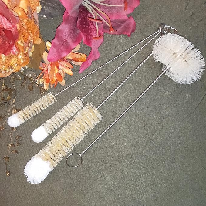 Coralpearl Bottle Brushes Thin Long Handle X 4, Skinny Wire Cleaner Set in - Image 4