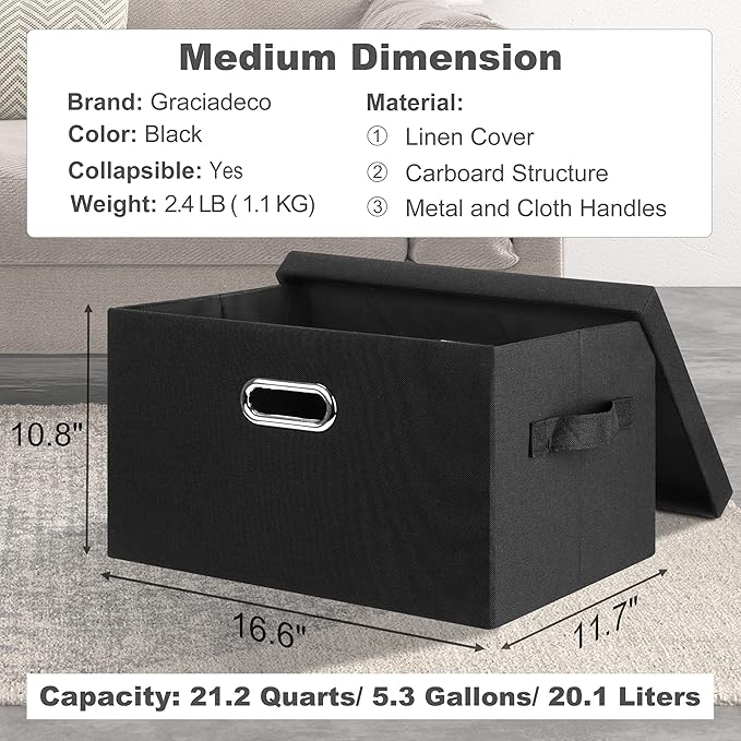 Medium 15" 21 Quart Collapsible Stackable Storage Bins - Image 2