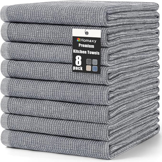 Homaxy Premium Kitchen Towels, Large Cotton Kitchen Hand Towels, Flat and Terry by Homaxy