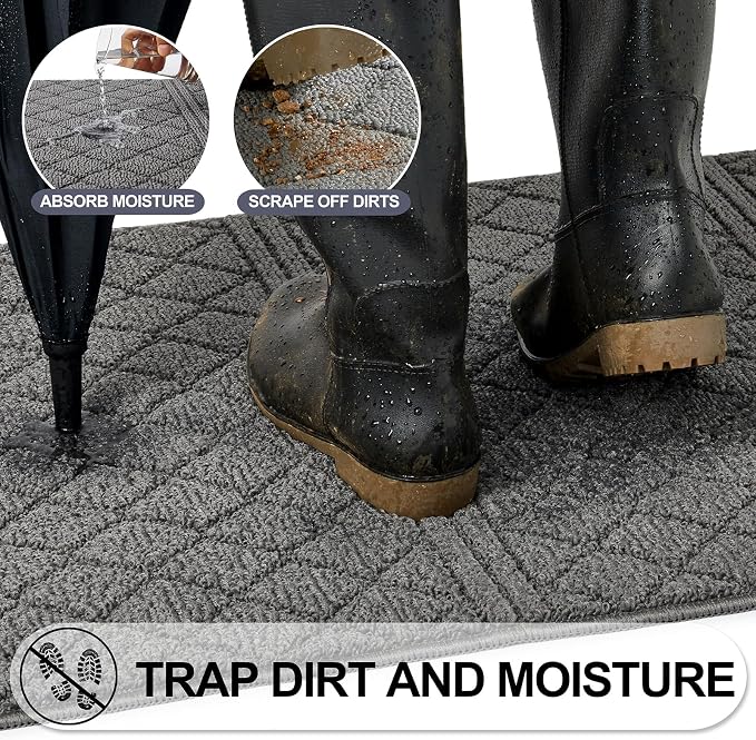 REFETONE Indoor Doormat, Front Back Door Mat 32"x40" Absorbent Rubber Backing - Image 4