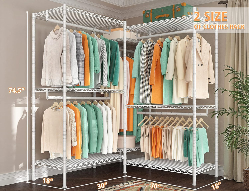 Raybee Clothes Rack, L Shaped Portable Closets for Hanging Clothes, 900LBS