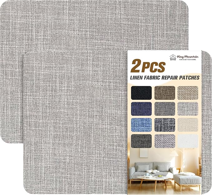 KING MOUNTAIN Fine Linen Fabric Patches, Self-Adhesive, 8x11 inch, by ForABetterHomeLife