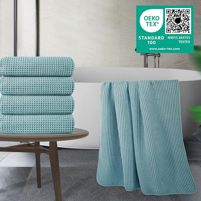 POLYTE Microfiber Oversize Quick Dry Lint Free Bath Towel, 60 x 30 in, 4 Pack - Image 5