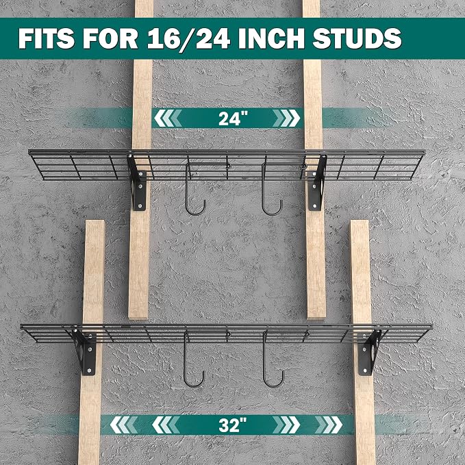 EVERHANGER Garage Wall Shelves, 12 X 48 Inch Wall Mounted Storage Shelves