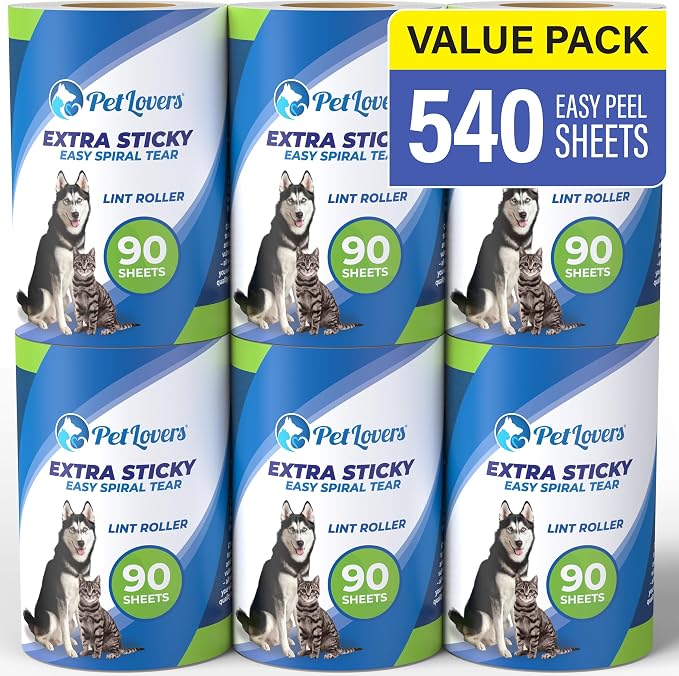 PetLovers Extra Sticky Lint Roller 6 Pack of Refills Only by PetLovers