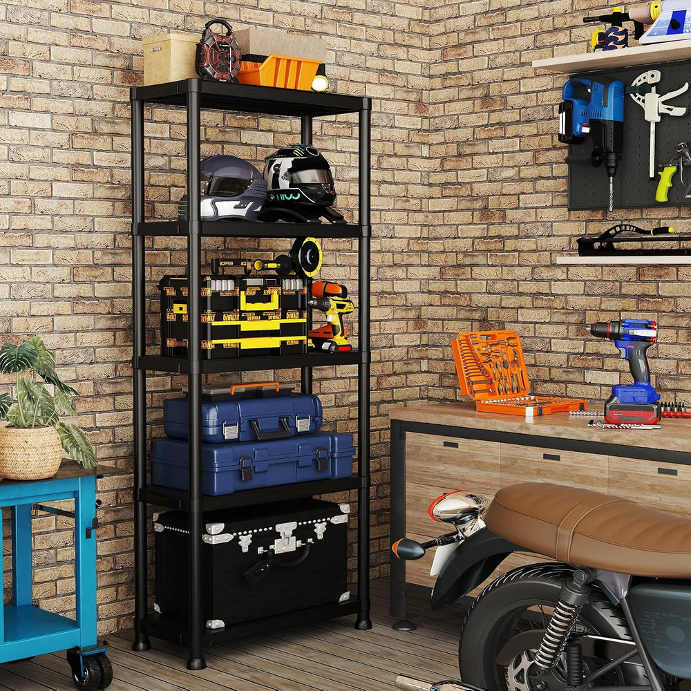 Plastic Storage Shelves, 5 Tier Shelving Unit, 330LBS