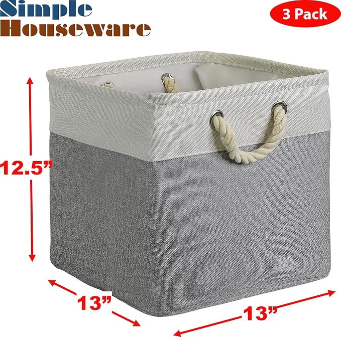 SIMPLE HOUSEWARE Fabric Storage Cubes, 3 Pack - Image 4