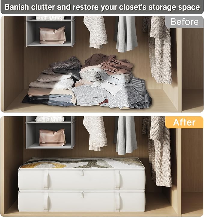 2-Pack Under Bed Storage, 6 Inches Tall Closet Organizers and Storage Bins - Image 3