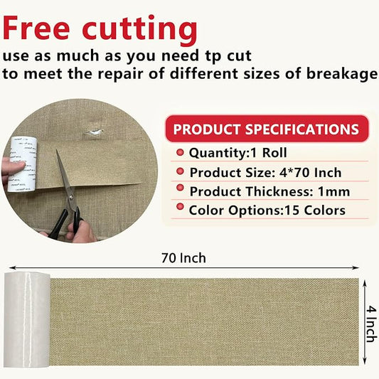 Linen Repair Tape 4x70 Inch Self-Adhesive Couch Patch Repair Fabric Patch - Image 2