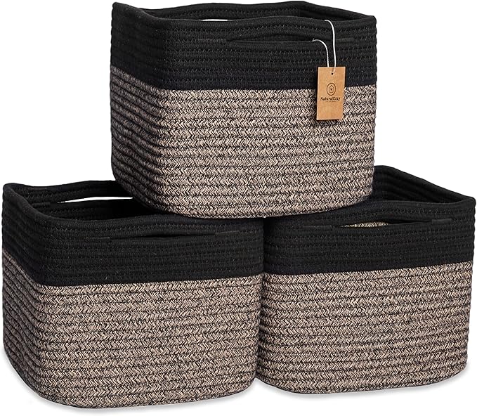 NaturalCozy Storage Cubes 9”x9”x7”Cotton Rope Woven Baskets by NaturalCozy