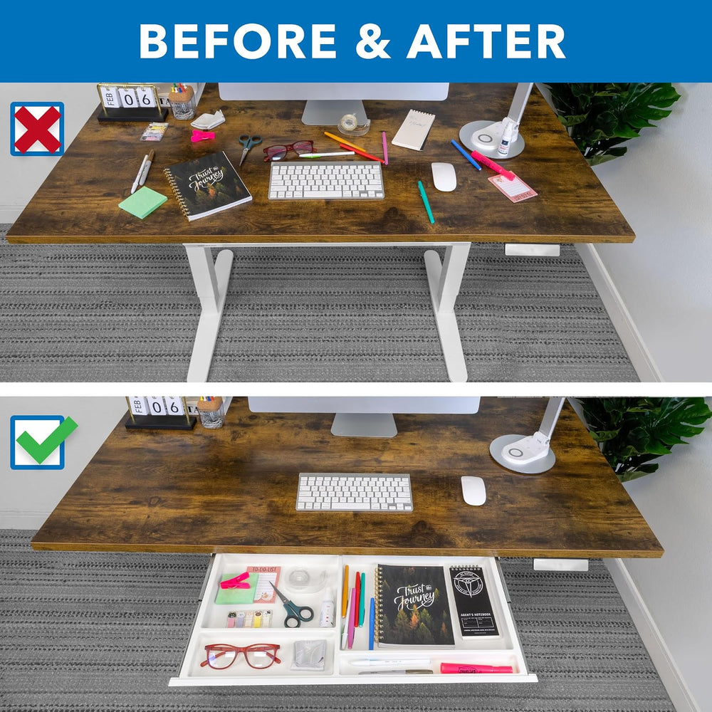 Mount-It! Under Desk Drawer with 4 Compartments, Deep Low-Profile Slide-Out S...