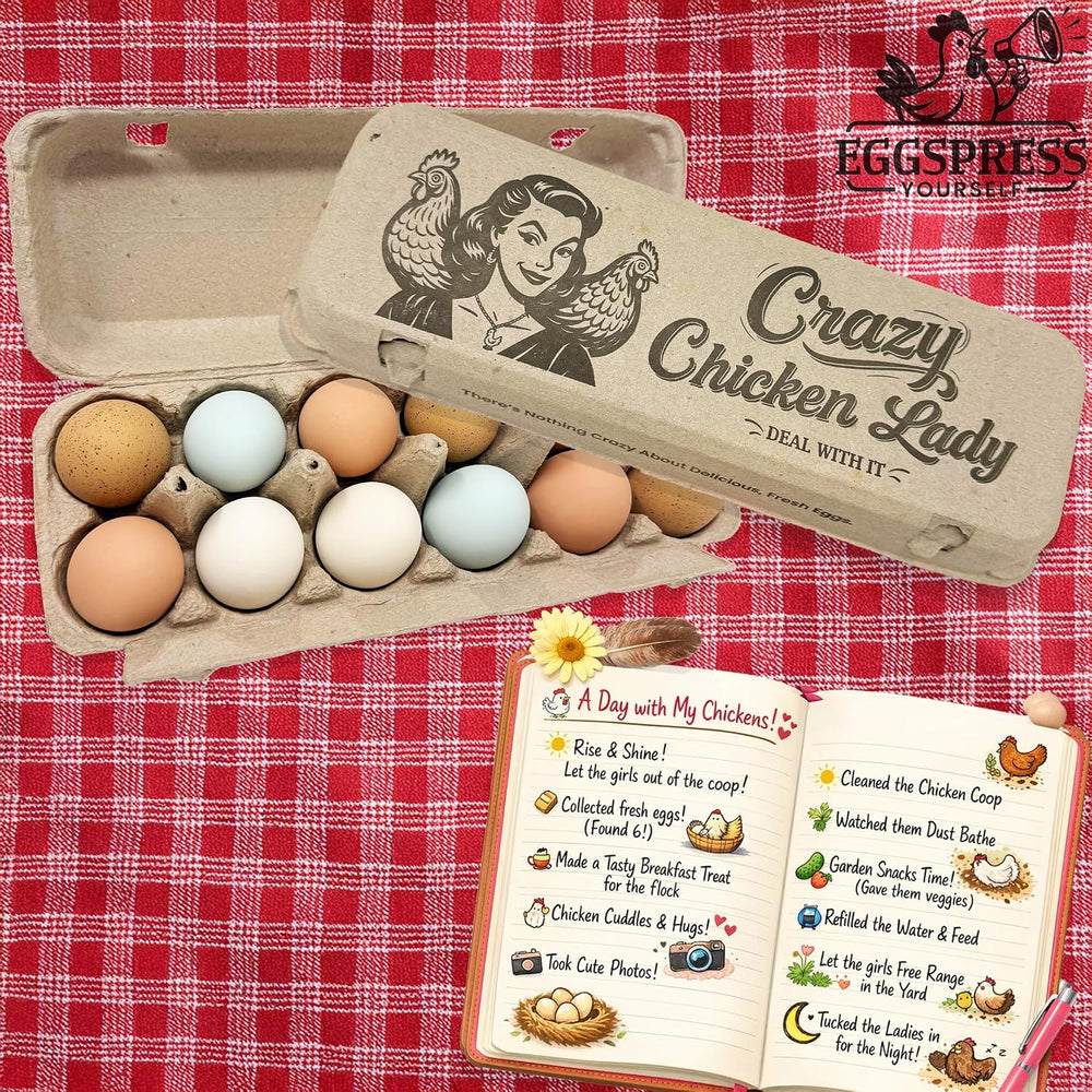 Funny Retro Egg Carton – “Krazy Chicken Lady” Vintage Humor Design, Holds 12 ...
