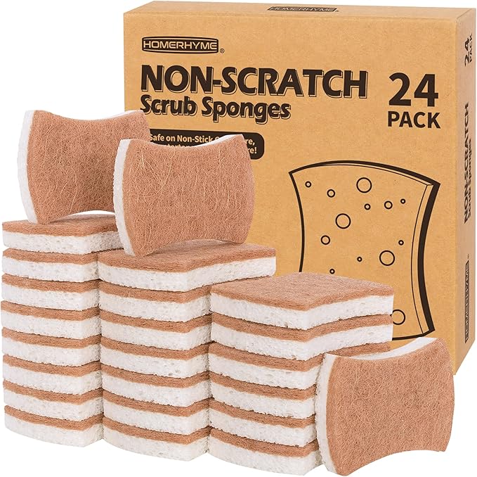 HOMERHYME Natural Dish Sponge 24 Pack, Non-Scratch Scrub Sponge, Eco by HOMERHYME