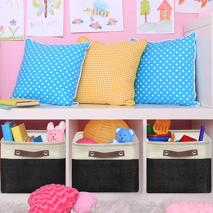 SIMPLE HOUSEWARE Large Fabric Storage Bin, 3 Pack - Image 6
