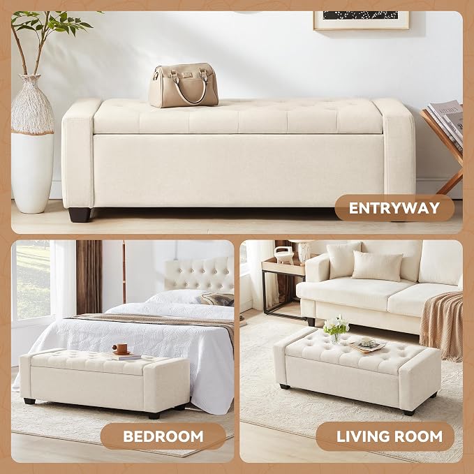 48" Ottoman with Storage, Large Storage Ottoman Bench - Image 4