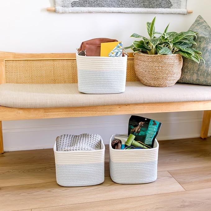 NaturalCozy Storage Cubes 9”x9”x7”Cotton Rope Woven Baskets - Image 9