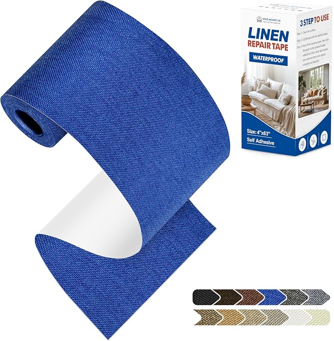KING MOUNTAIN Linen Repair Patches, Self-Adhesive Fabric Patches, 4 X 63 inch by ForABetterHomeLife