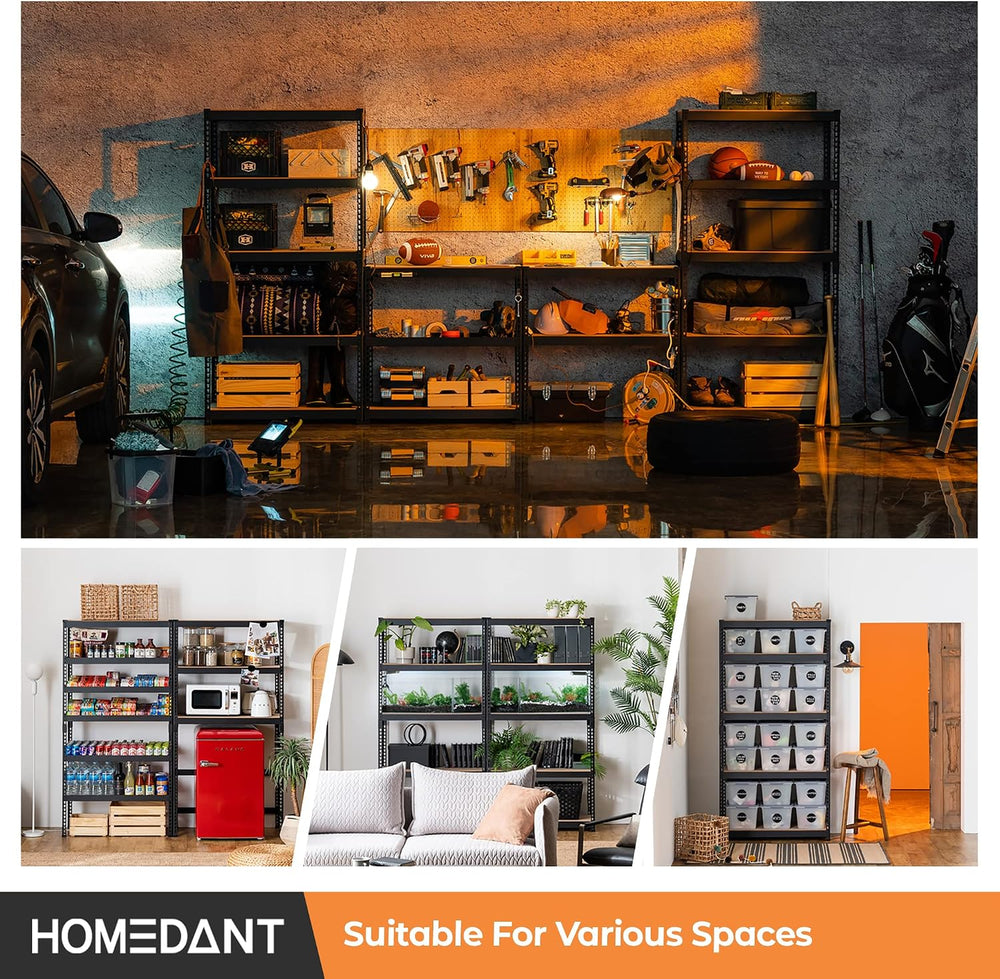 HOMEDANT 35.9" W 5 Tier Heavy Duty Garage Shelving Adjustable Metal Rack...