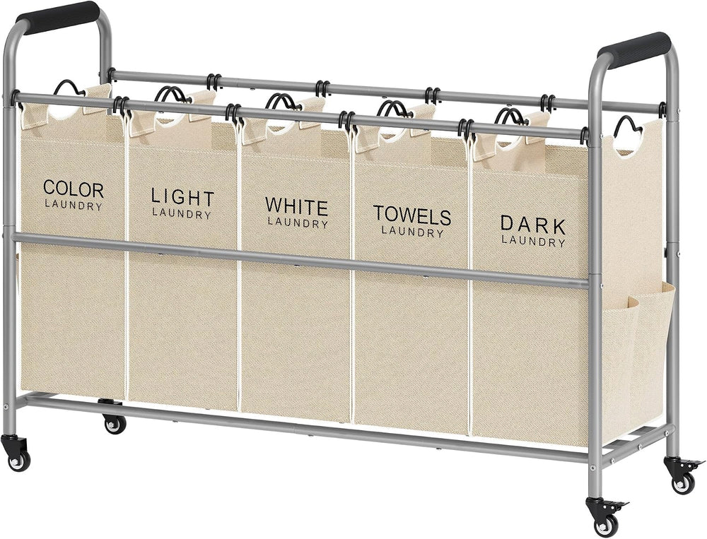 Tajsoon Laundry Sorter 5 Sections, Laundry Hamper