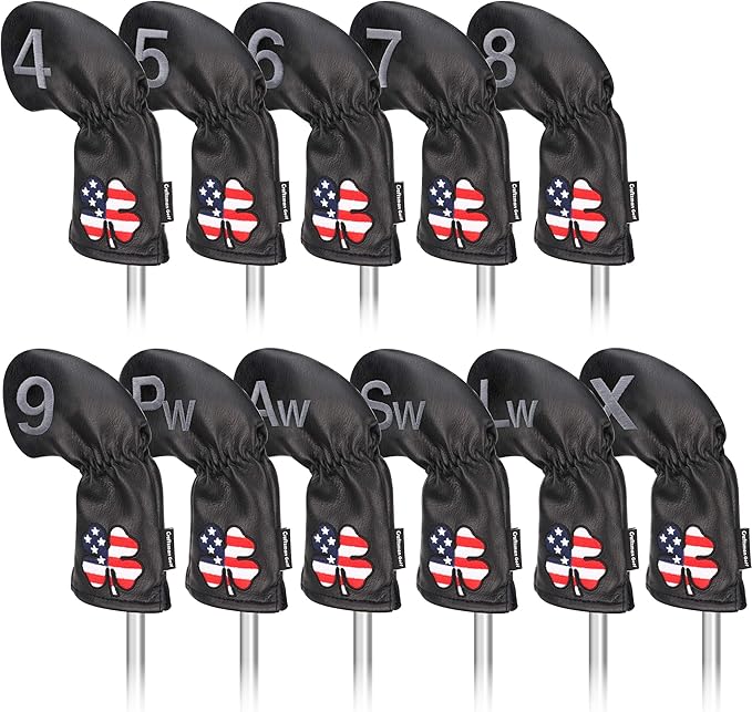 CRAFTSMAN GOLF 11pcs /Set USA US Flag Clover Leather Left Right Black White by CRAFTSMANGOLF