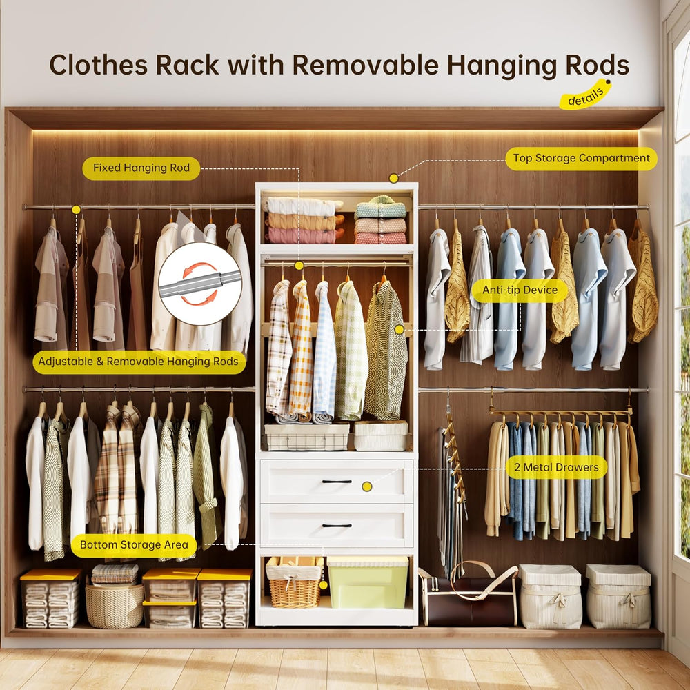 2 Pack 79" H Walk-in Closet System with 4 Expandable Hanging Rods