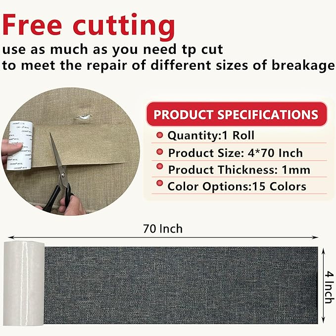 Linen Repair Tape 4x70 Inch Self-Adhesive Couch Patch Repair Fabric Patch - Image 4