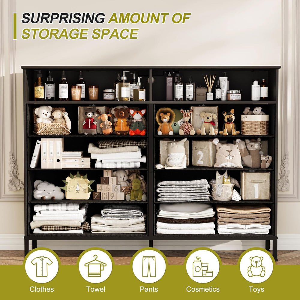 Dresser for Bedroom Black Bedroom LED Dresser 8 Fabric Drawers Dressers