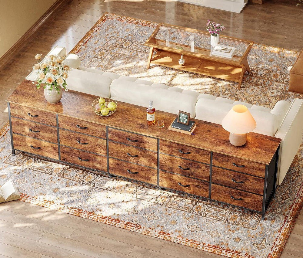 Huuger 86.6 Inch Long Dresser for Bedroom, TV Stand for 65, 75, 85 Inch TV