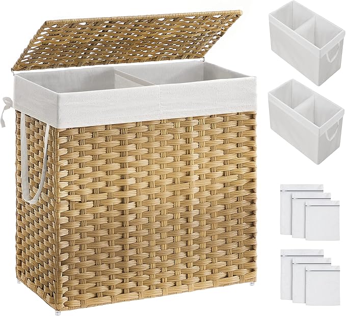SONGMICS Laundry Hamper with Lid, 130L Clothes Hamper with 2 Removable Liner by SONGMICSbySONGMICSHOME