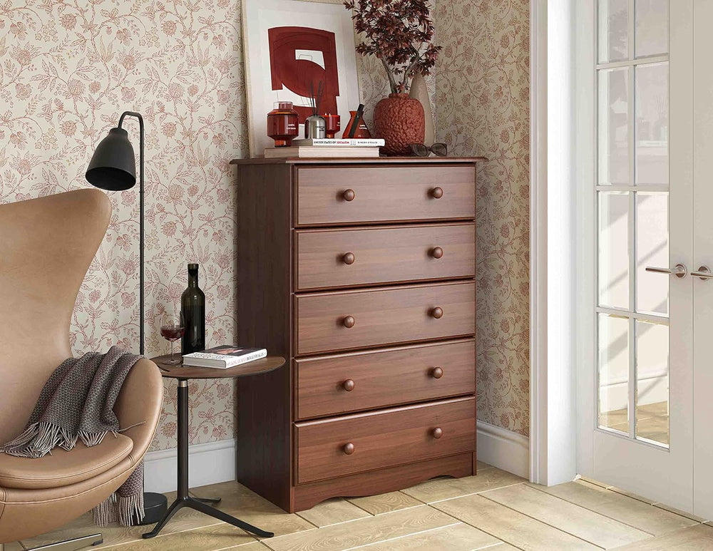 Palace Imports 100% Solid Wood 5-Drawer Chest, Mocha. Requires Assembly