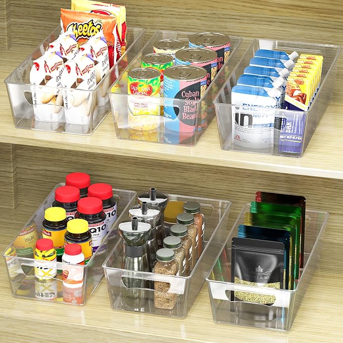 Simple Houseware 4 Pcs Pantry Clear Bin Storage Organizer - Image 4