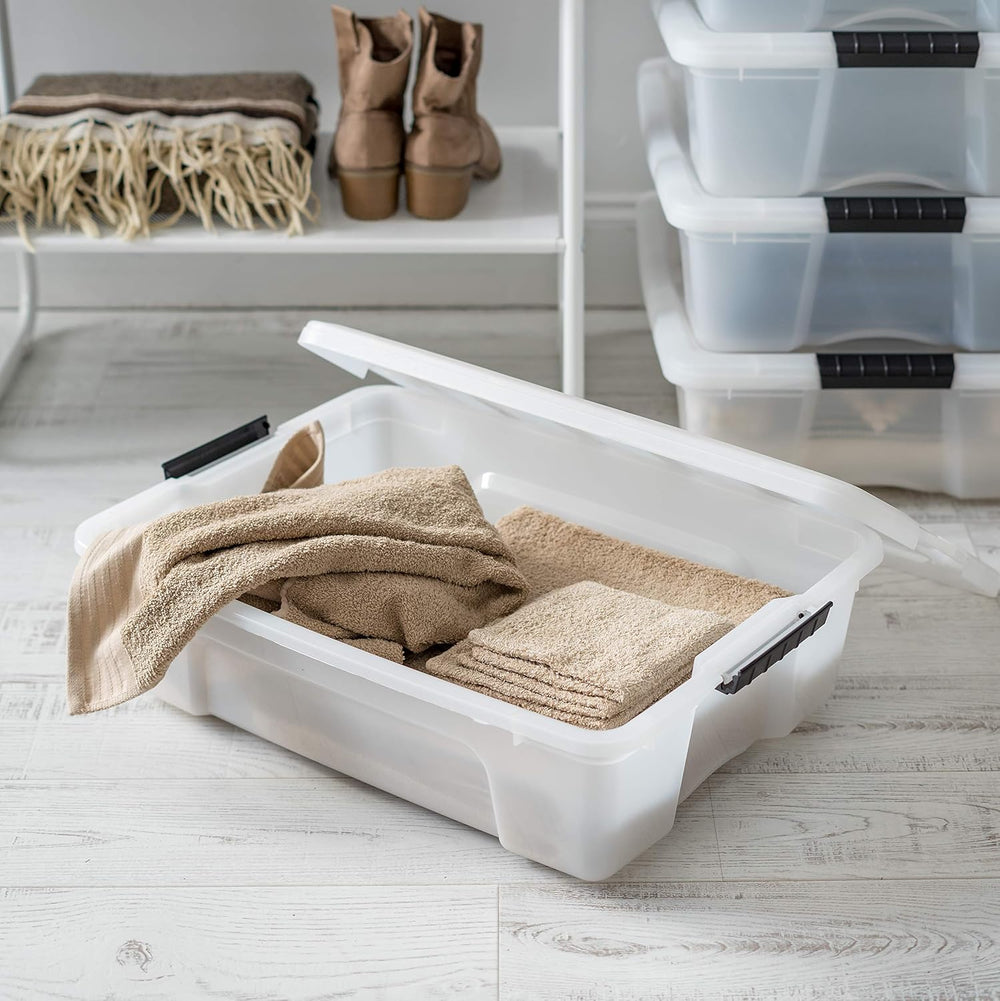 IRIS USA 6-Pack 27 Quart Storage Bins with Lids, Pearl