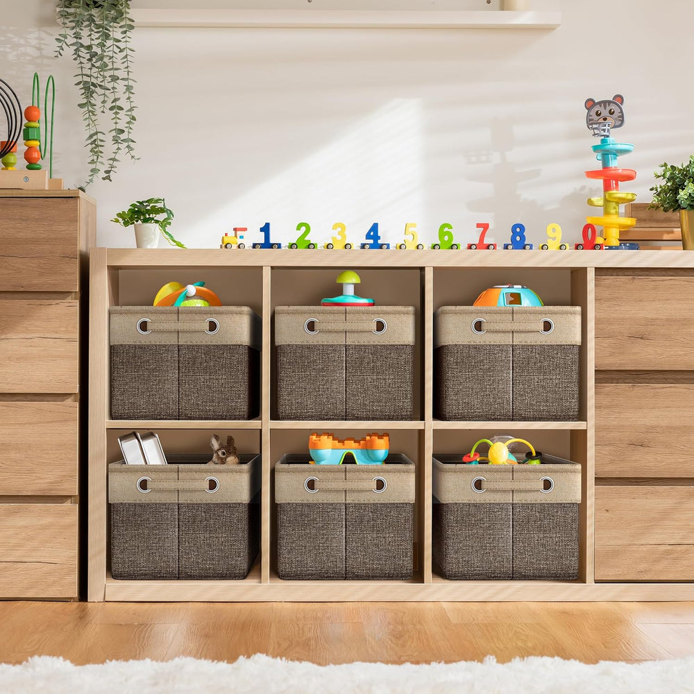 Sorbus Storage Baskets for Shelves, Foldable Organizer (Brown, 6 Pack)