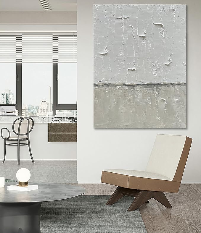 NANKAI Hand Painted Grey and White art Canvas Paintings Minimalist Abstract Oil - Image 7