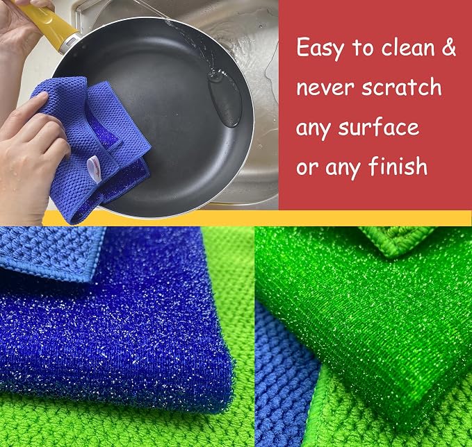 Microfiber Scrub Dish Cleaning Cloth, Non-Scratch, Reusable & Durable - Image 2