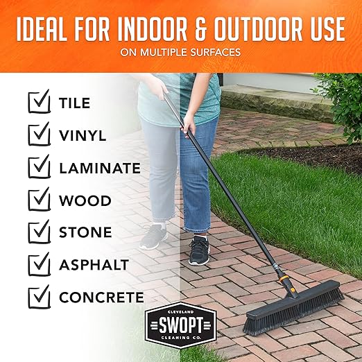 SWOPT 24” Push Broom, Angle Broom + 48” and 60" Steel Handles, Standard Combo — - Image 10