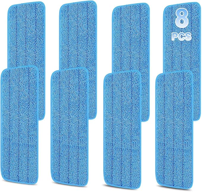 8 Pack 16.5 inch Reusable Mop Pads Microfiber Spray Mop Replacement Heads by H-Gamely