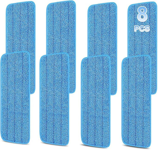 8 Pack 16.5 inch Reusable Mop Pads Microfiber Spray Mop Replacement Heads by H-Gamely