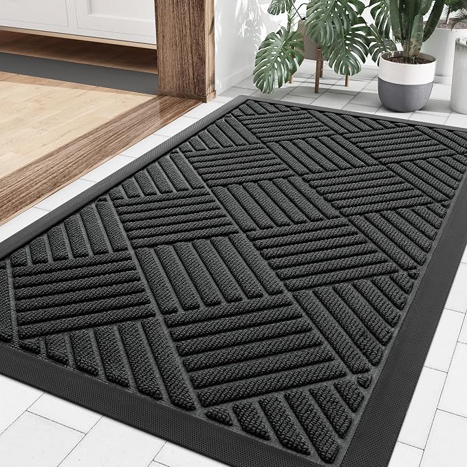 Smiry Front Door Mat Outside Entrance, Heavy Duty Outdoor Indoor Natural Rubber by Smiry