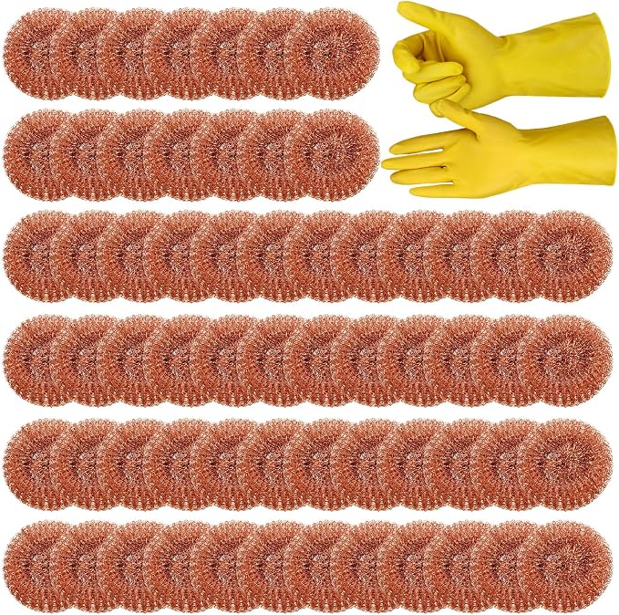 Hushee 50 Pack Copper Coated Scourers Rust Resistant Scrubbing Scouring Pad by Hushee