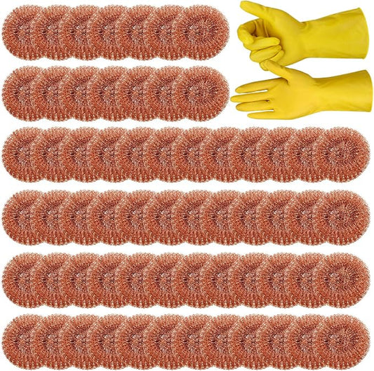 Hushee 50 Pack Copper Coated Scourers Rust Resistant Scrubbing Scouring Pad by Hushee