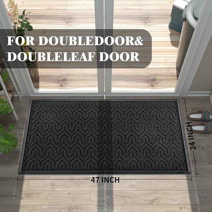 Yimobra Large Door Mat Outside Entrance 47x24, Waterproof Heavy Duty Outdoor - Image 2
