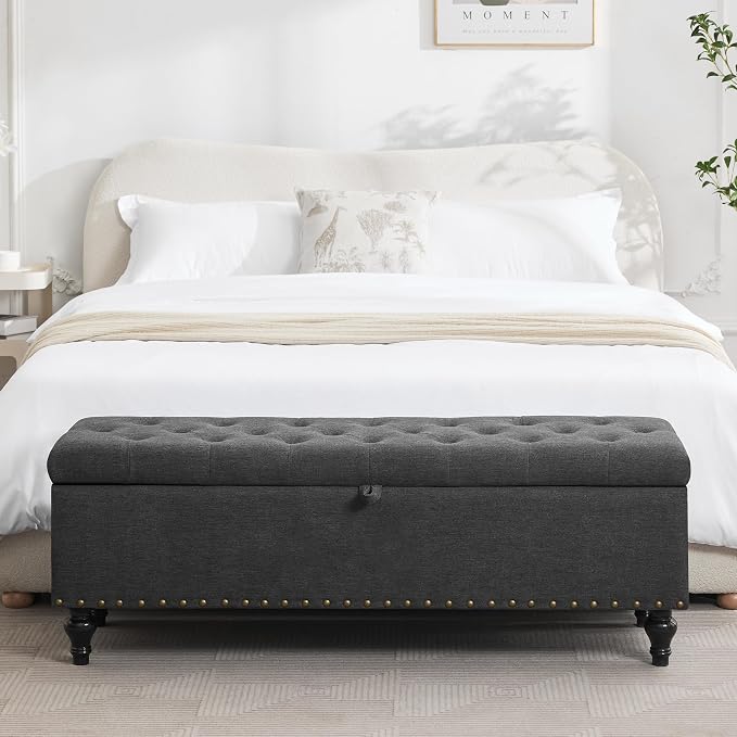 50" Storage Ottoman Bench, Tufted Ottoman - Image 7