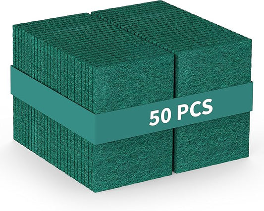 50 Pack Heavy Duty Green Scouring Pads 4x6 Inch – Large Non Scratch Scrub Pads by BayStateImporters