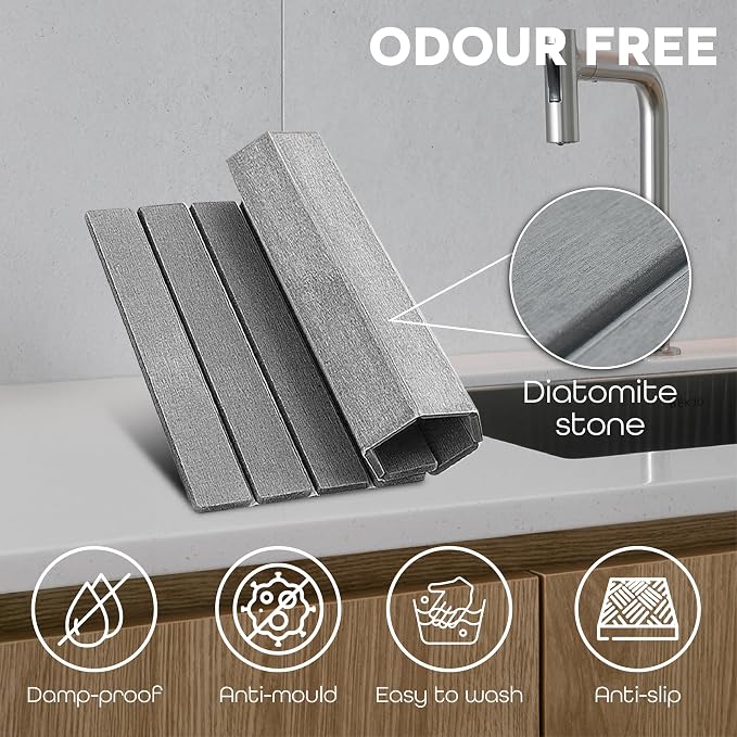 Large Stone Dish Drying Mats for Kitchen Counter, Foldable Quick Drying Mats - Image 5