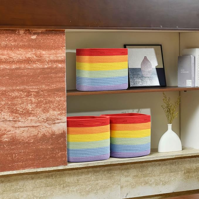 3 Pack Storage Cubes 11 Inch Cotton Rope Woven Baskets - Image 8