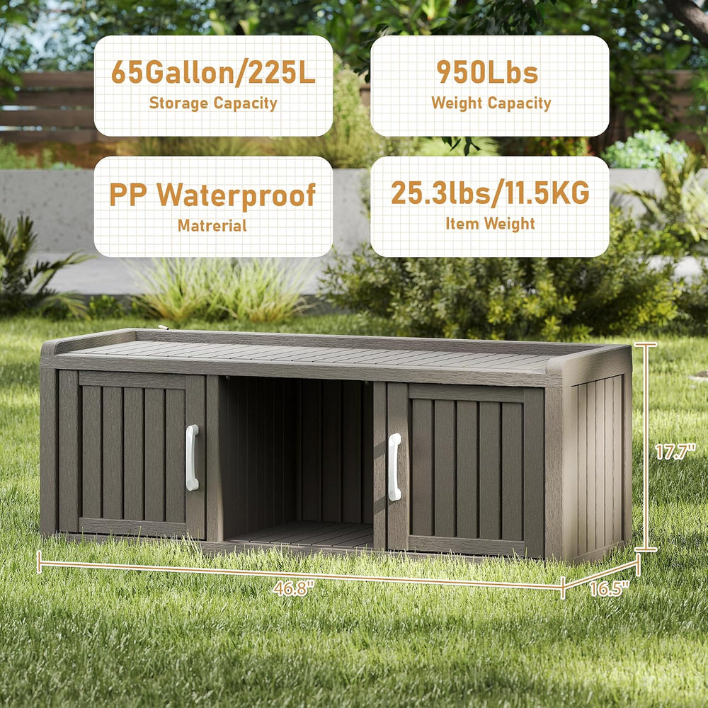 Outdoor Shoe Bench with Waterproof UV-Resistant Indoor Resin Shoe Cabinet Ent...