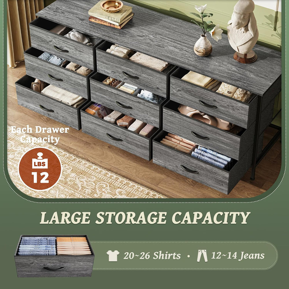 Huuger Long Dresser for Bedroom, 55 Inch TV Stand for 55, 60 Inch TV, Enterta...